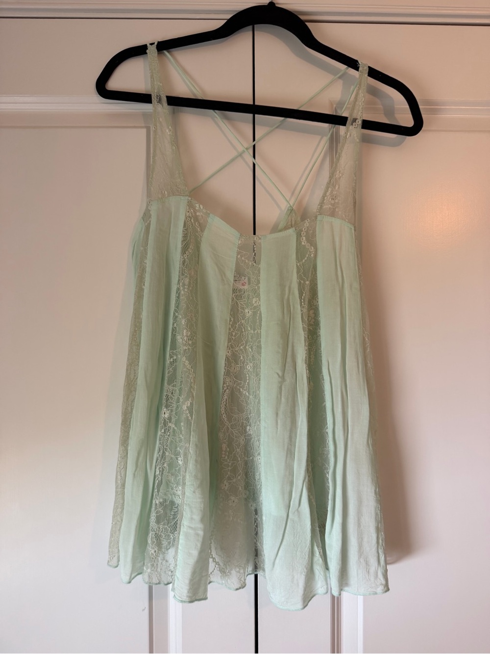 Free People Women’s Lace-Trim Mint Green Chemise Nightdress
